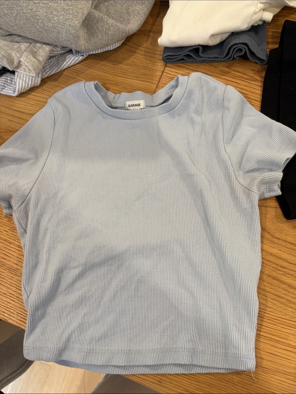 Garage Kids Pale Blue Ribbed Short Sleeve Tee
